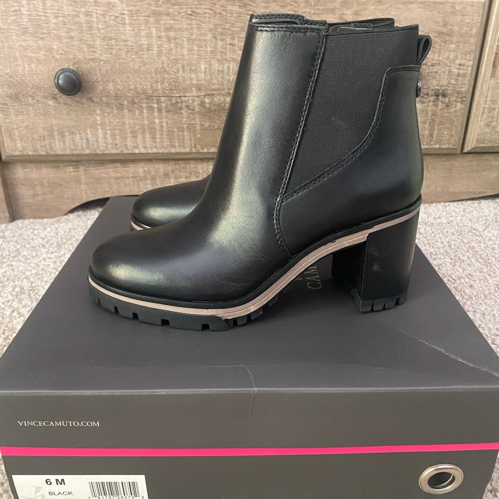Vince Camuto Black Heeled Boots - Picture 2 of 5
